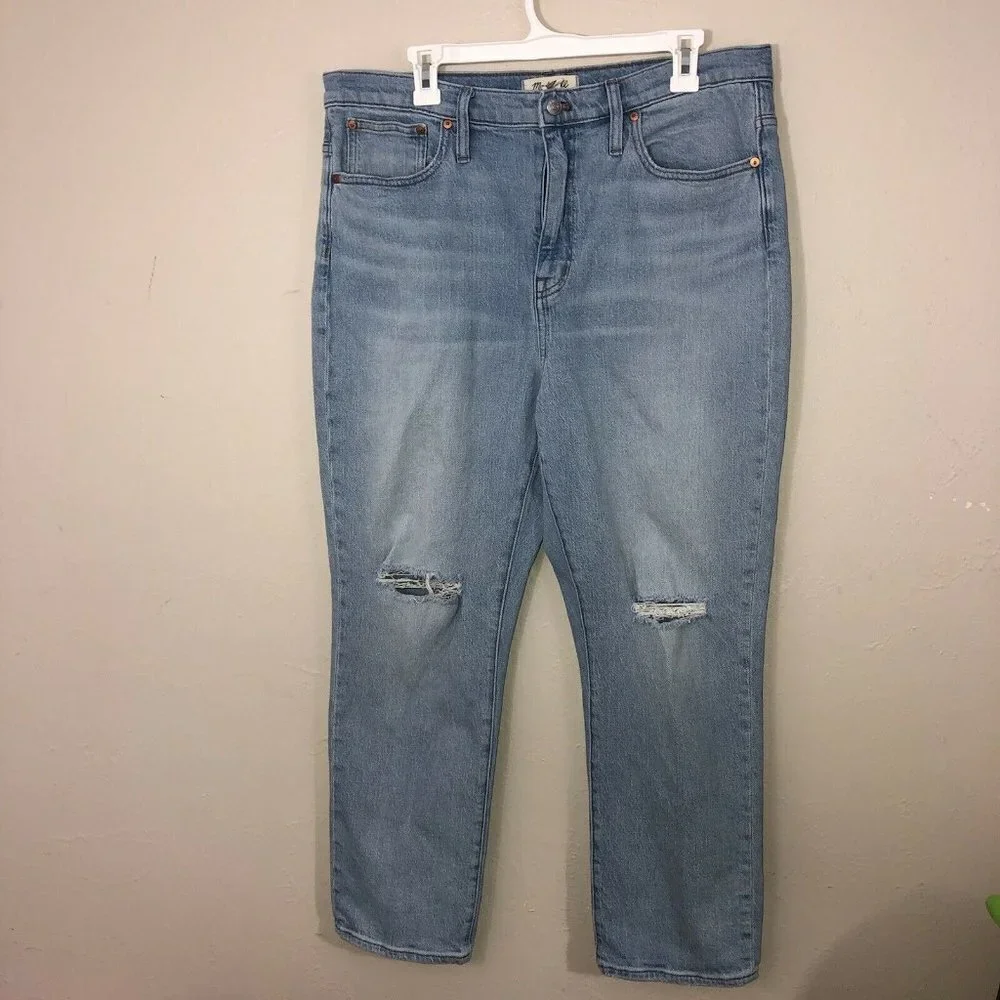 MADEWELL The Slim Boy Jean High Rise Crop Denim Light Wash Women’s Sz 32 - Picture 2 of 12